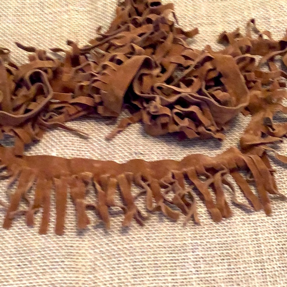 2 YARDS AND 7”BROWN LEATHER FRINGE